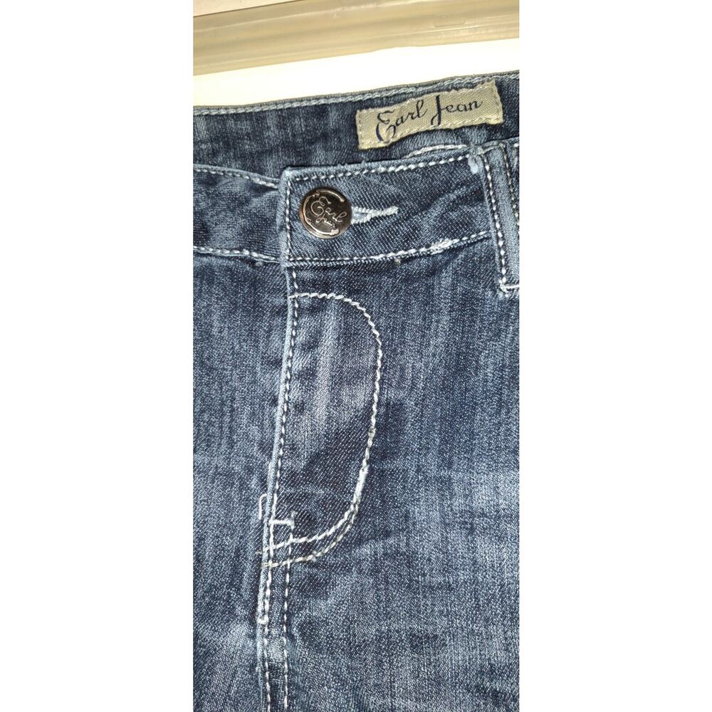 Earl Jean Denim Capris Blue Jeans Sz 8 Rhinestones Embellished BLING Stretch - Picture 6 of 15